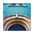 Turquoise Facade Arch Canvas Print — Matte Stretched Wall Art