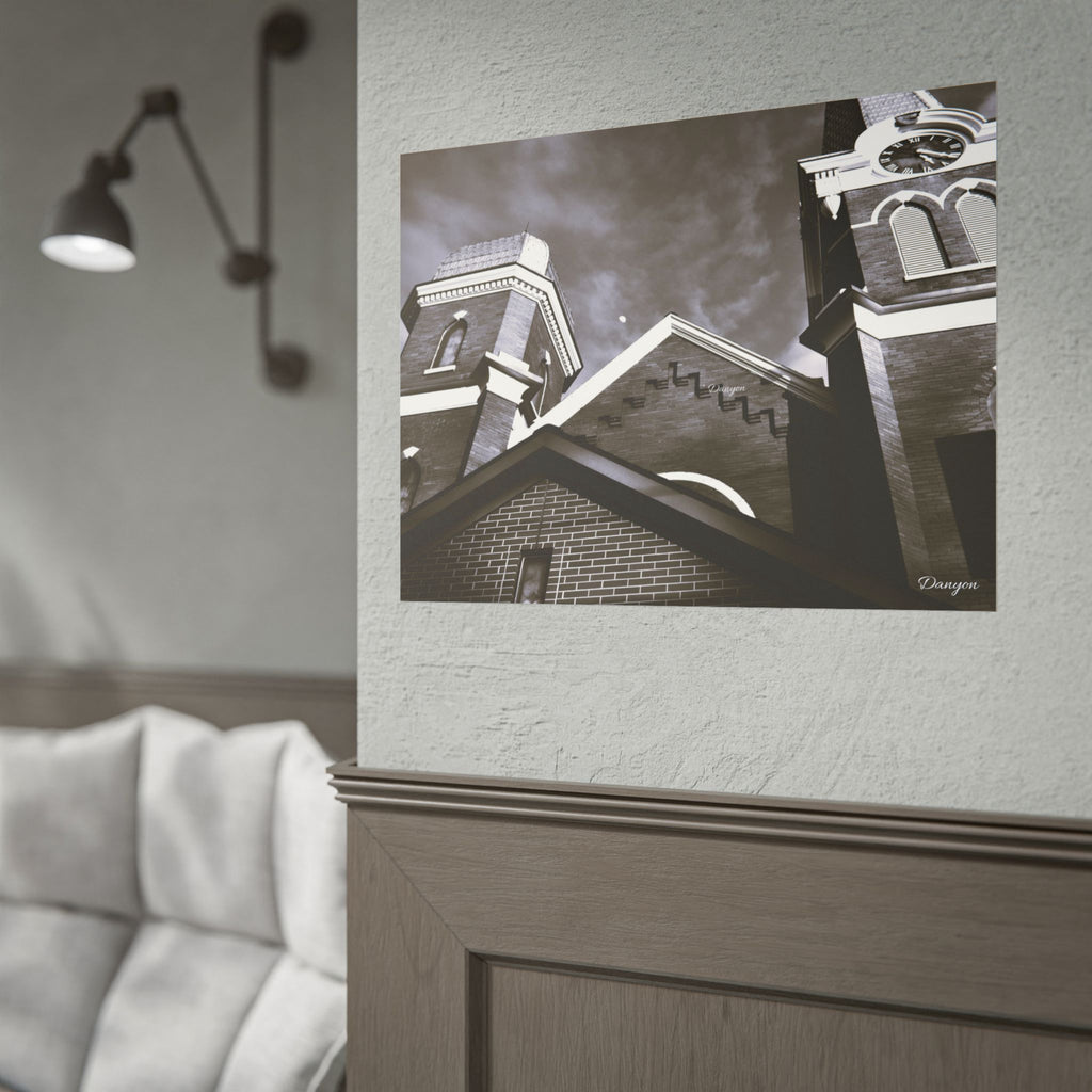 Rolled Poster — Vintage Church Architecture Black & White Print