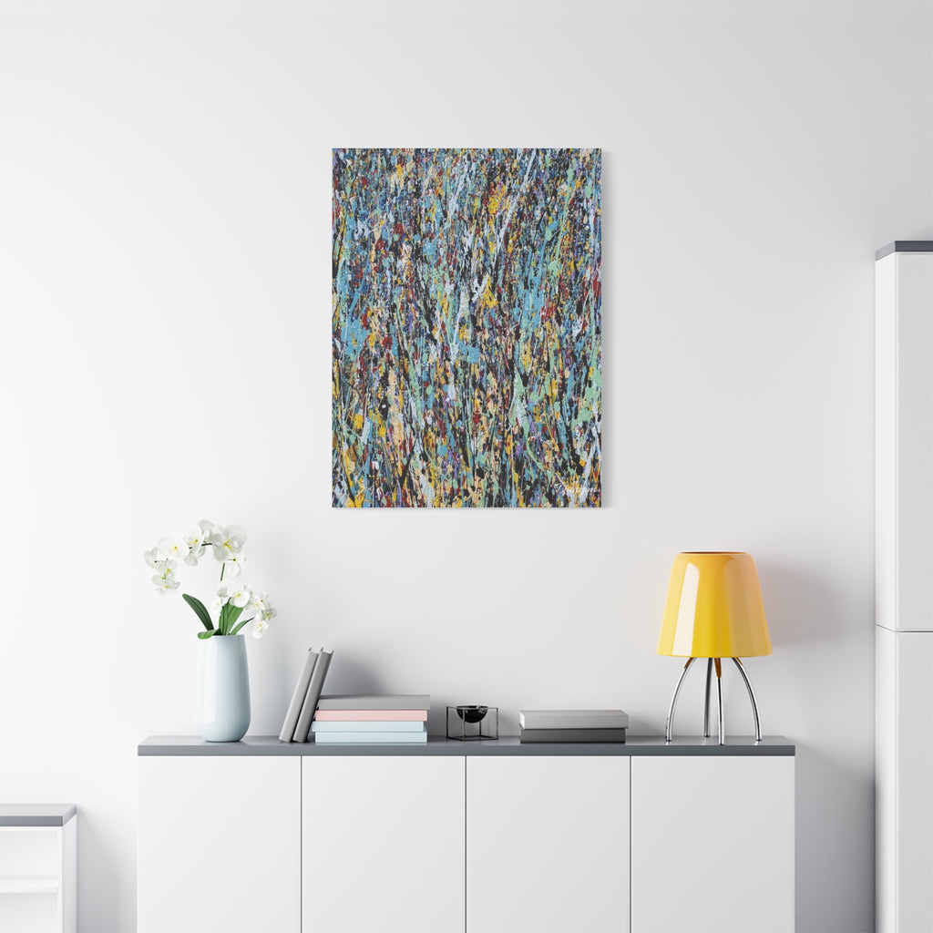 Abstract Drip Painting Canvas Print — Colorful Modern Wall Art, Matte Stretched 1.25"