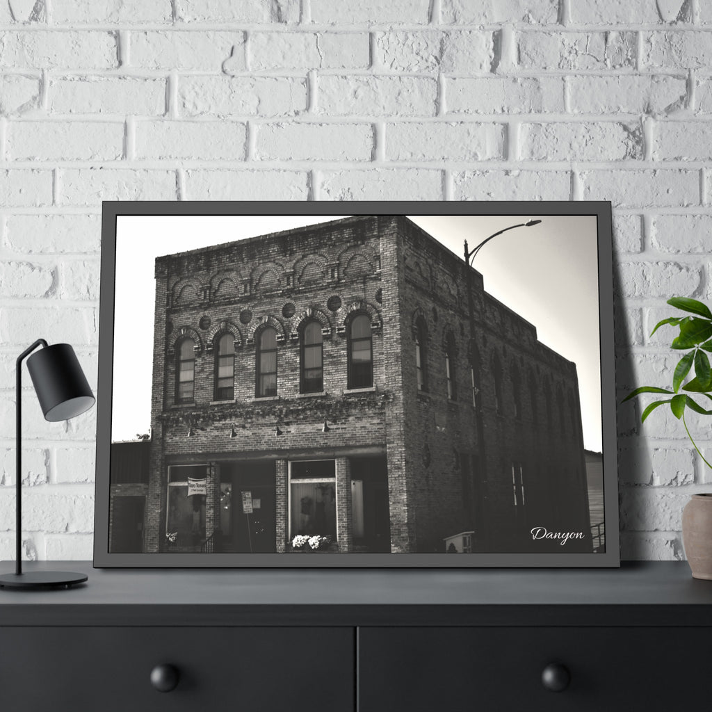 Framed Poster — Vintage Brick Facade Photography
