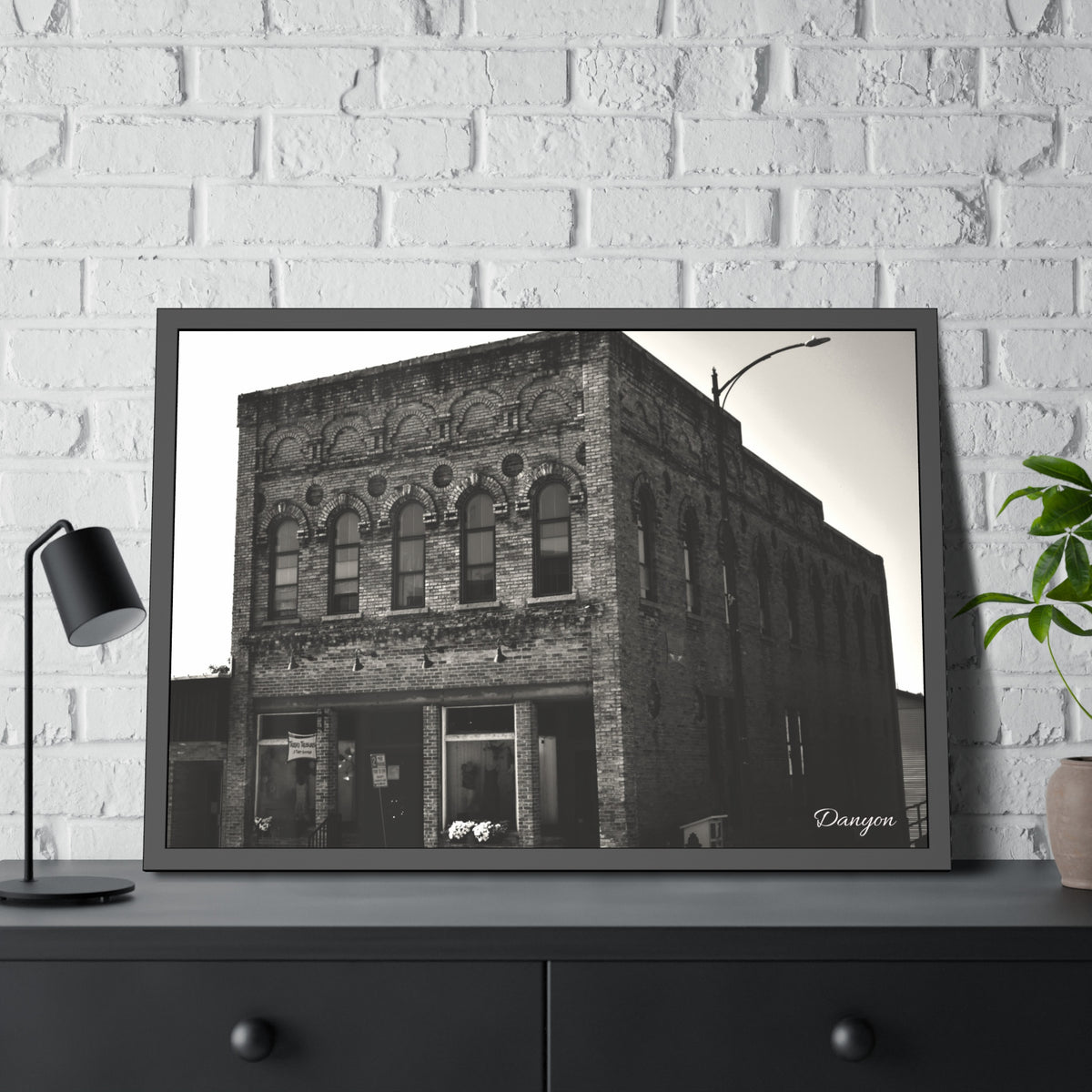 Framed Poster — Vintage Brick Facade Photography