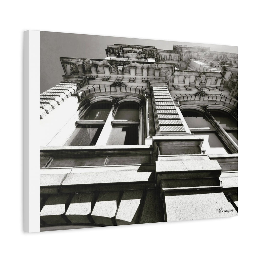 Architectural Facade Black & White Matte Canvas Print — Stretched 1.25"