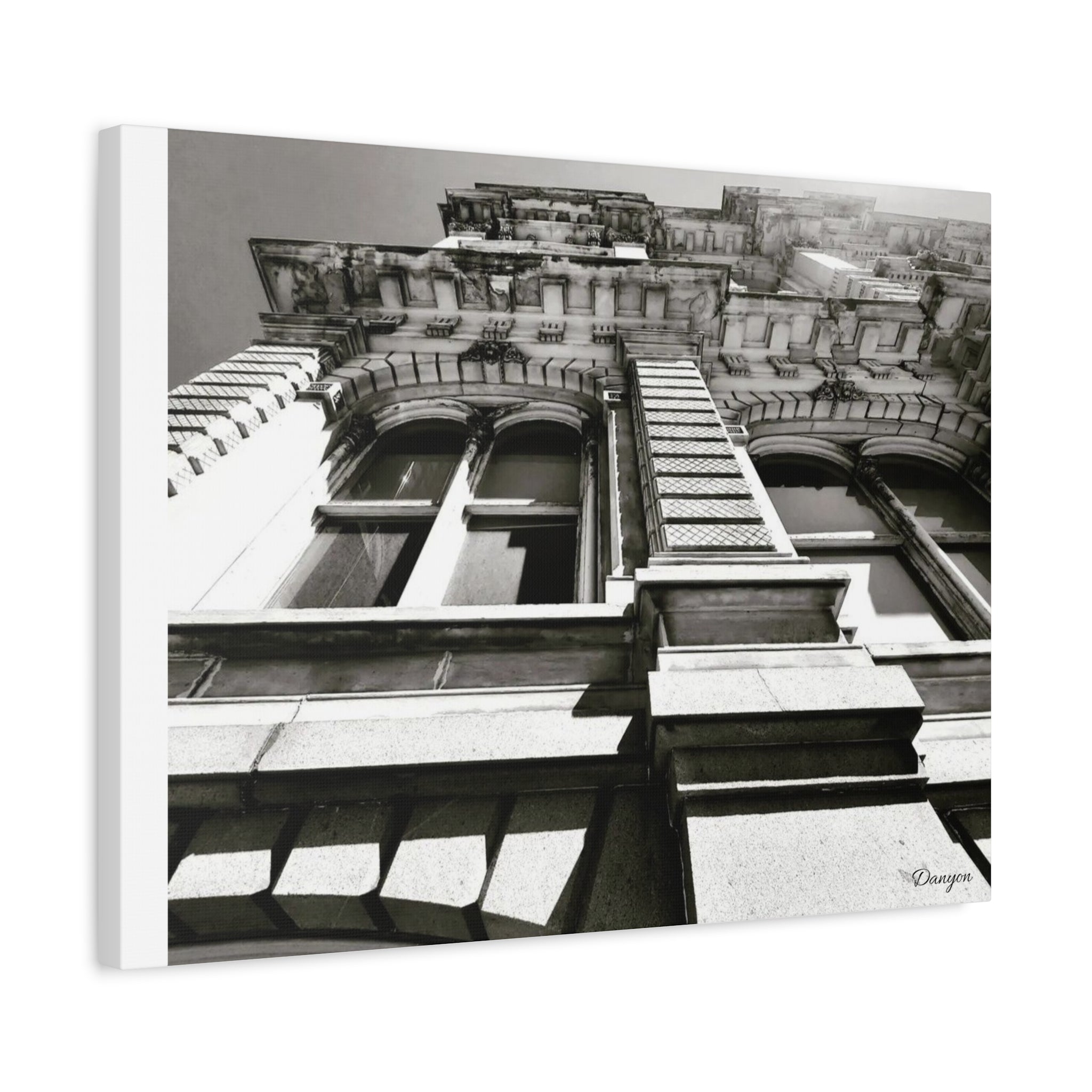 Architectural Facade Black & White Matte Canvas Print — Stretched 1.25"