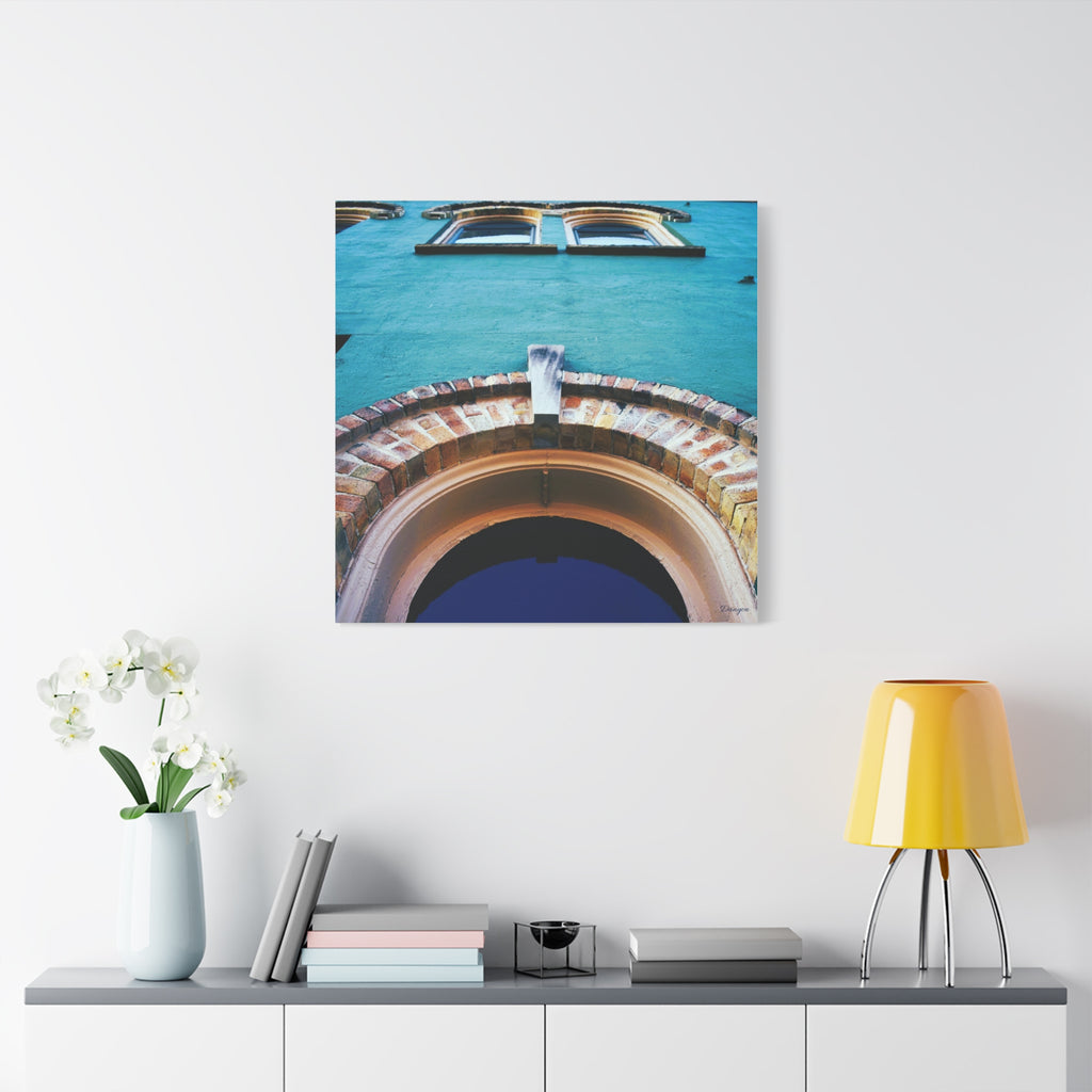 Turquoise Facade Arch Canvas Print — Matte Stretched Wall Art