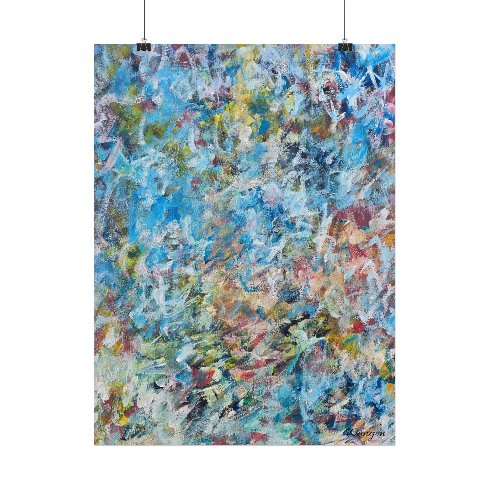 Abstract Blue Ocean Rolled Poster — Colorful Contemporary Art Print