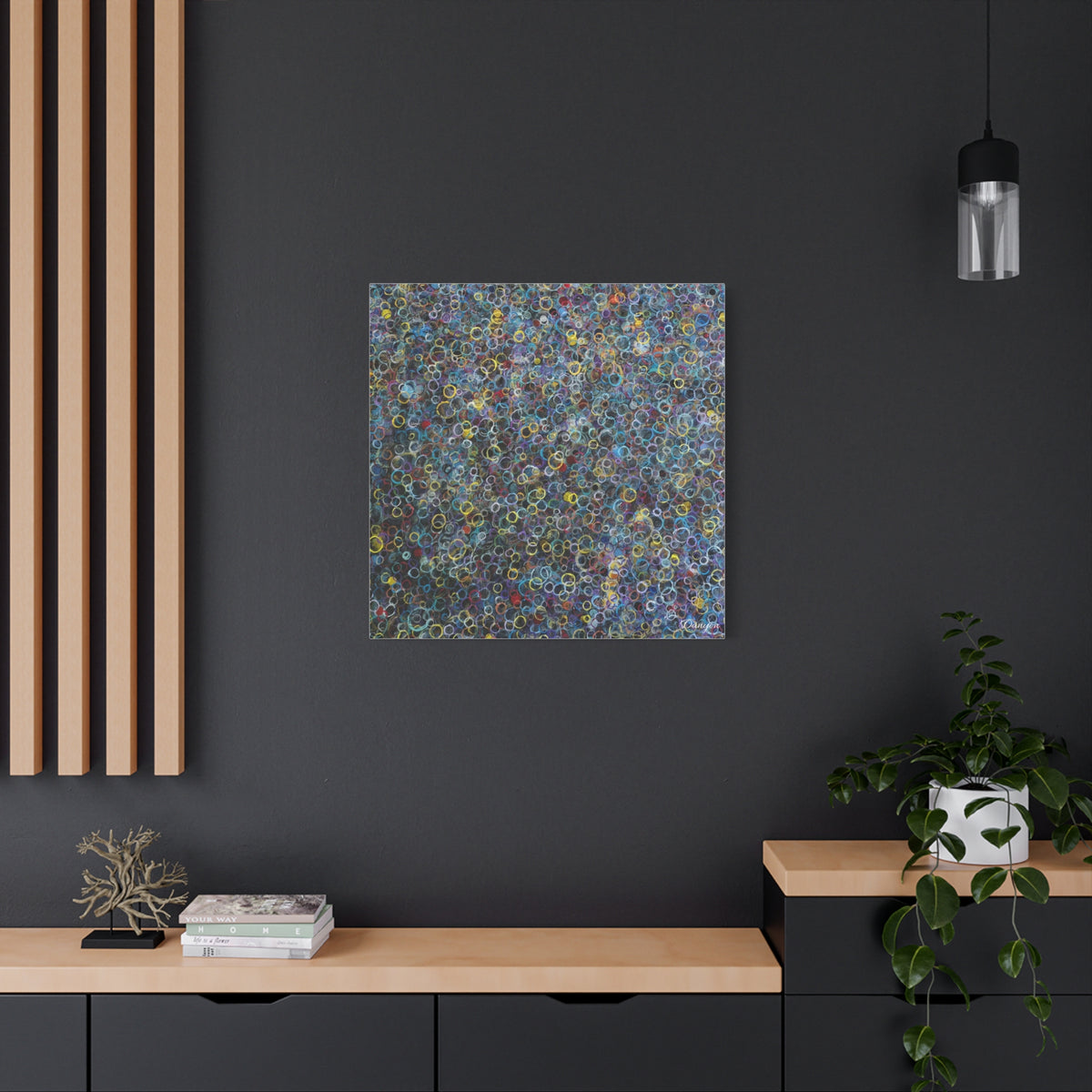 Abstract Bubble Pattern Matte Canvas Print — Colorful Ringed Texture Wall Art