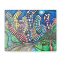 Surreal Cityscape Canvas Print — Wavy Skyline Road Art on Matte Stretched Canvas