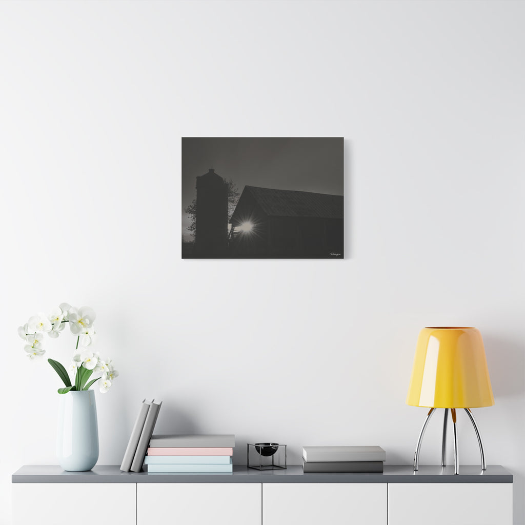 Sunset Over Barn Matte Canvas Wall Art — Rural Farmhouse Photography Print