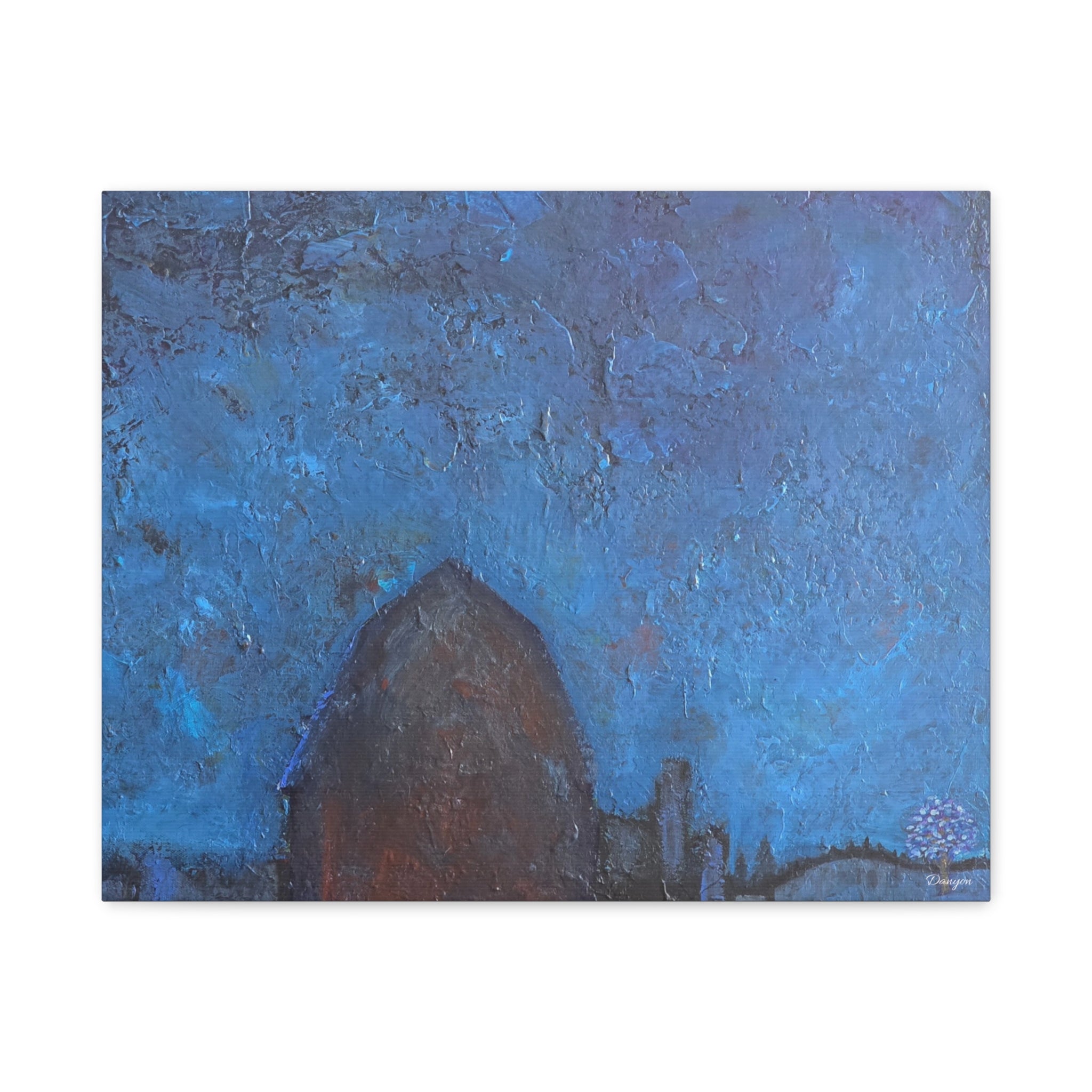 Blue Night Abstract Matte Canvas Wall Art — Stretched 1.25"