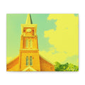 Vintage Church Tower Matte Canvas Wall Art — Sunny Retro Architecture Print