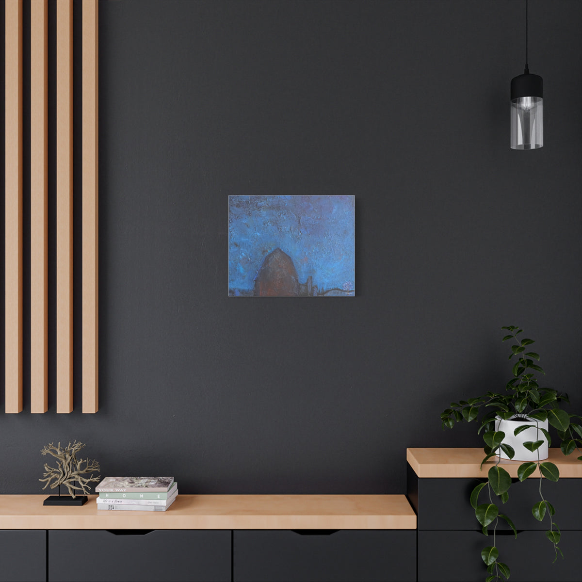 Blue Night Abstract Matte Canvas Wall Art — Stretched 1.25"