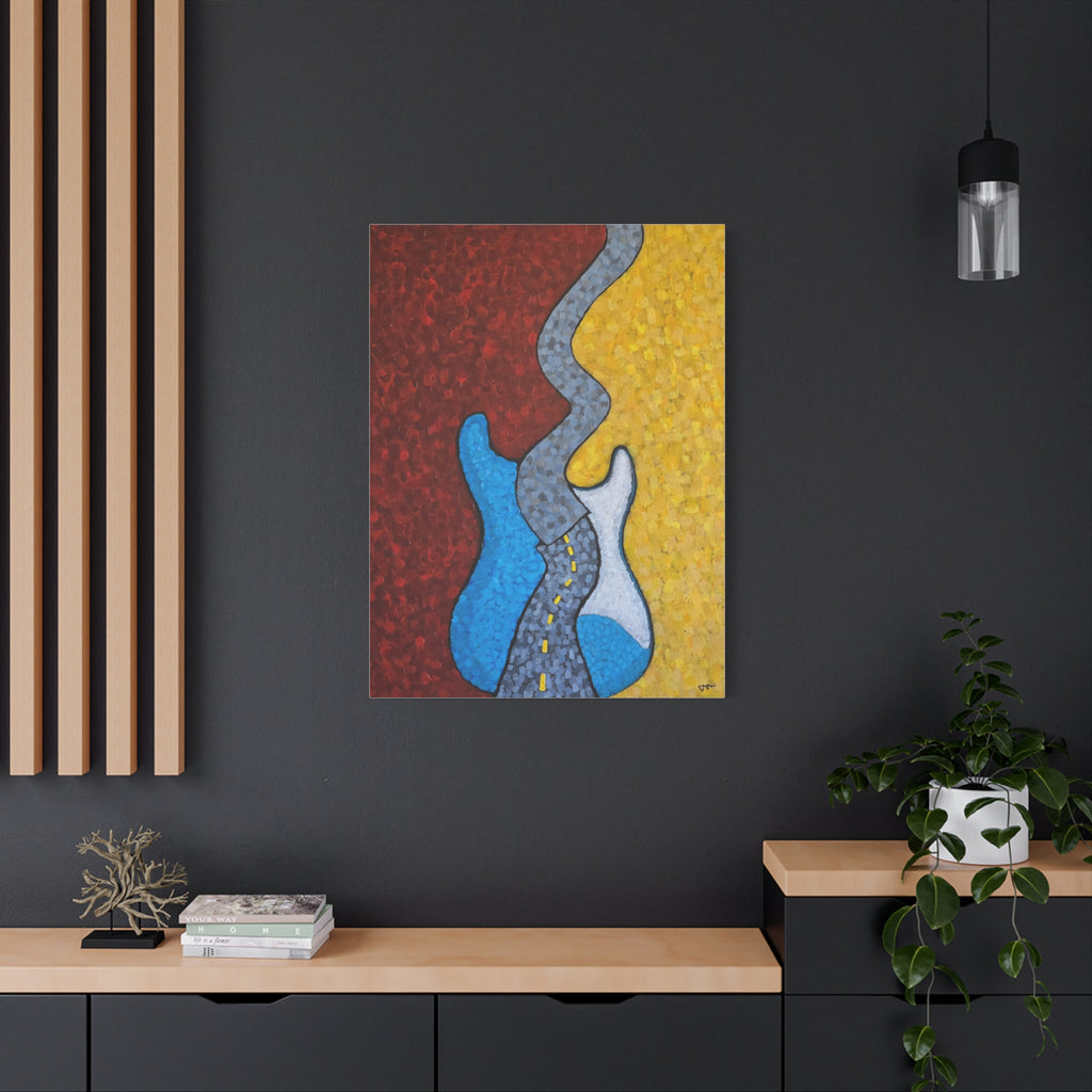 Abstract Road Trip Canvas Art — Colorful Modern Stretch Wall Decor