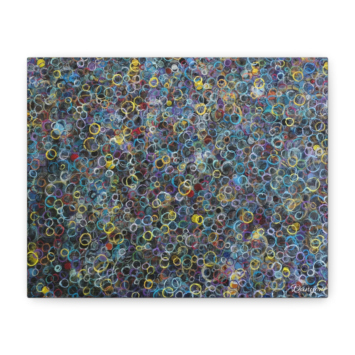 Abstract Bubble Pattern Matte Canvas Print — Colorful Ringed Texture Wall Art