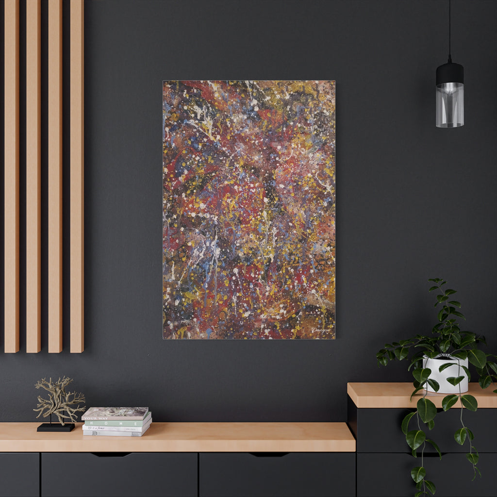 Abstract Splatter Art Canvas — Colorful Drip Painting on Stretched Matte Canvas