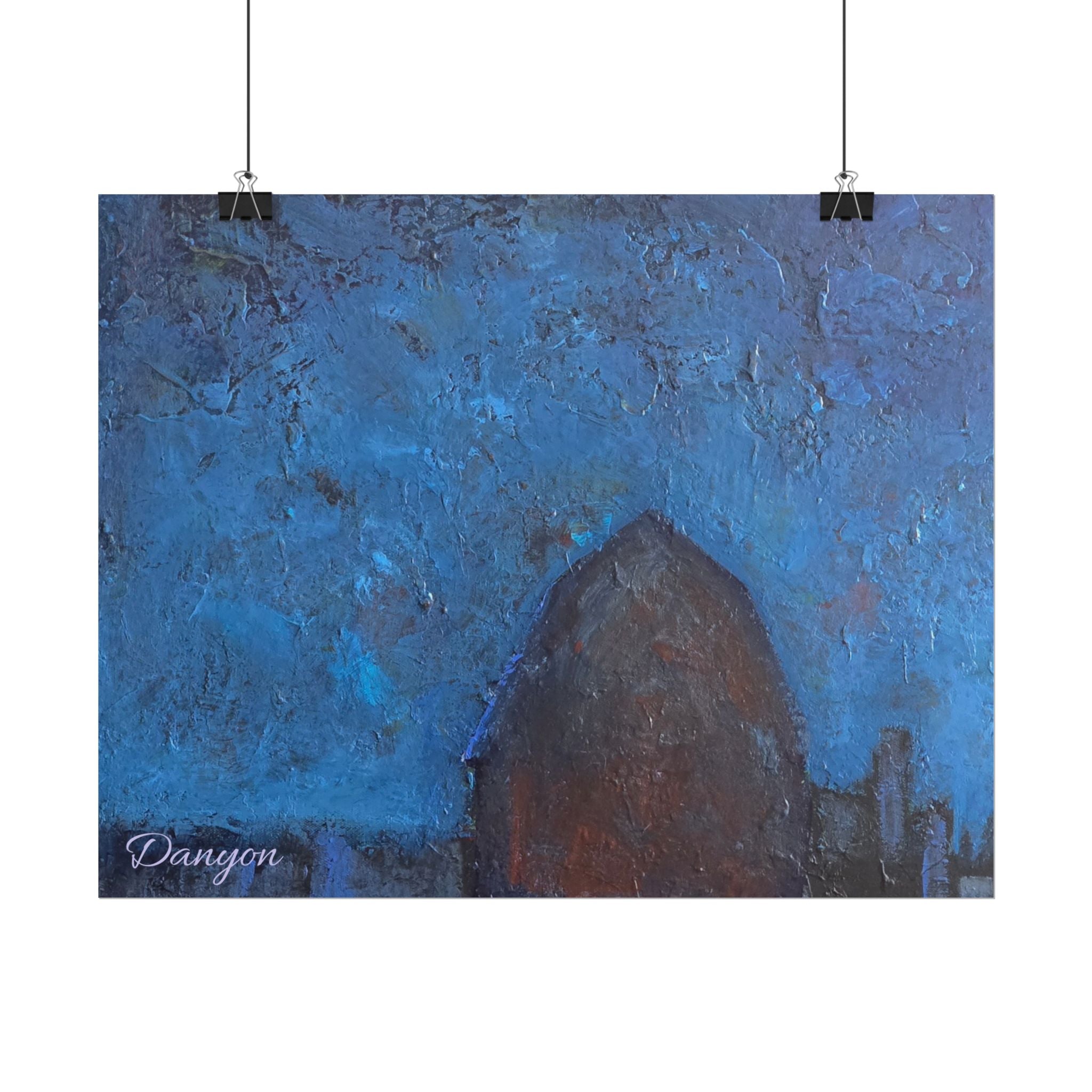 Abstract Blue Night Poster — Textured Skyline Wall Art (Rolled Poster)