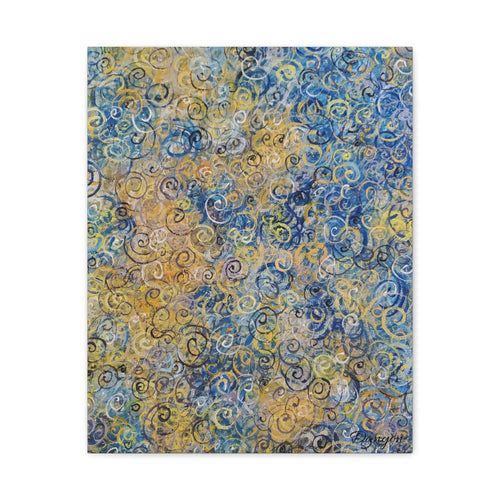 Abstract Blue & Gold Swirl Canvas Print — Stretched Matte Wall Art