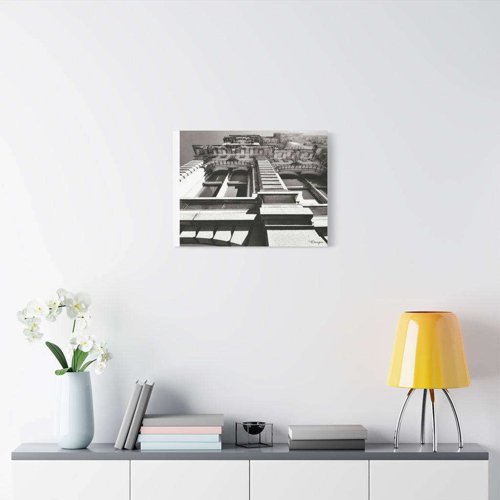 Architectural Facade Black & White Matte Canvas Print — Stretched 1.25"
