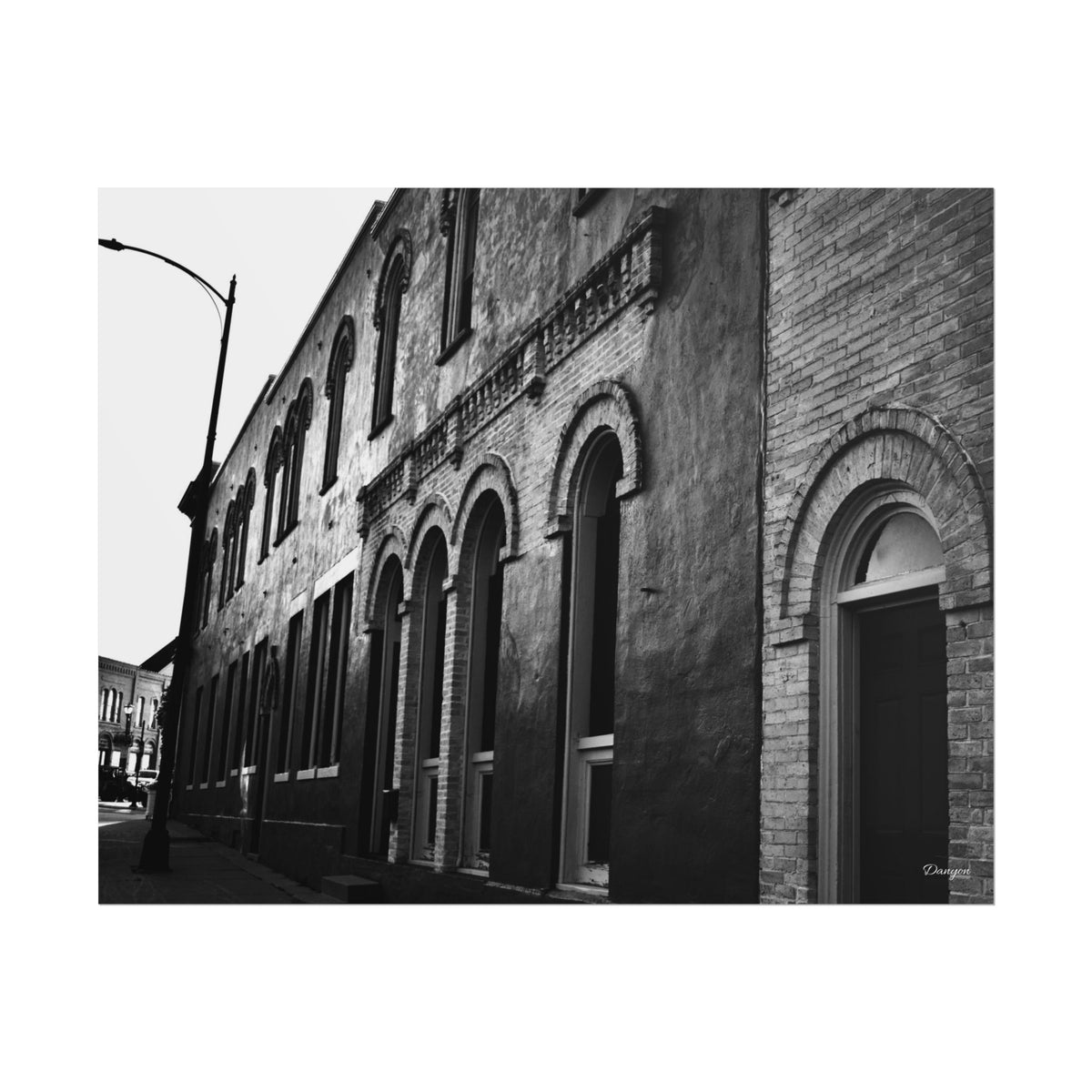 Vintage Brick Row Black & White Rolled Poster