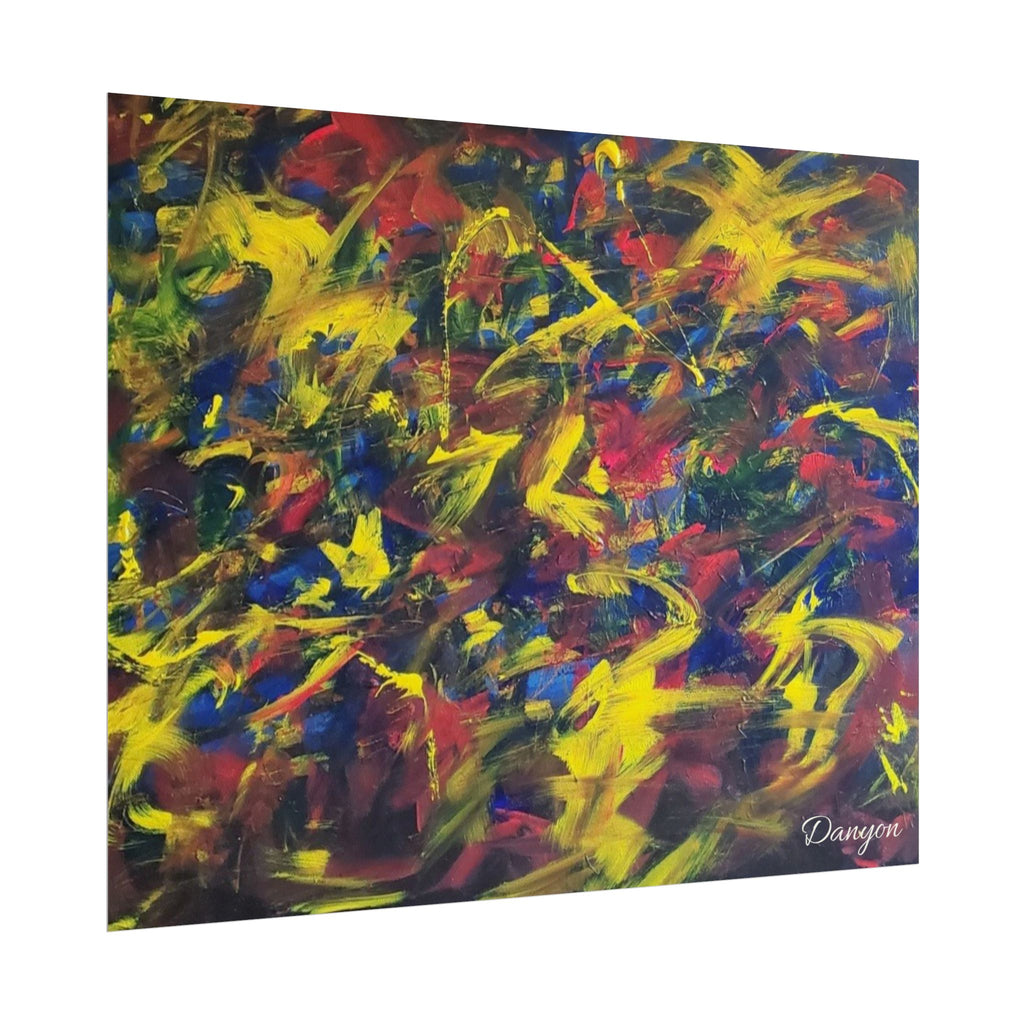 Abstract Expressionist Rolled Poster — Colorful Paint Splash Wall Art