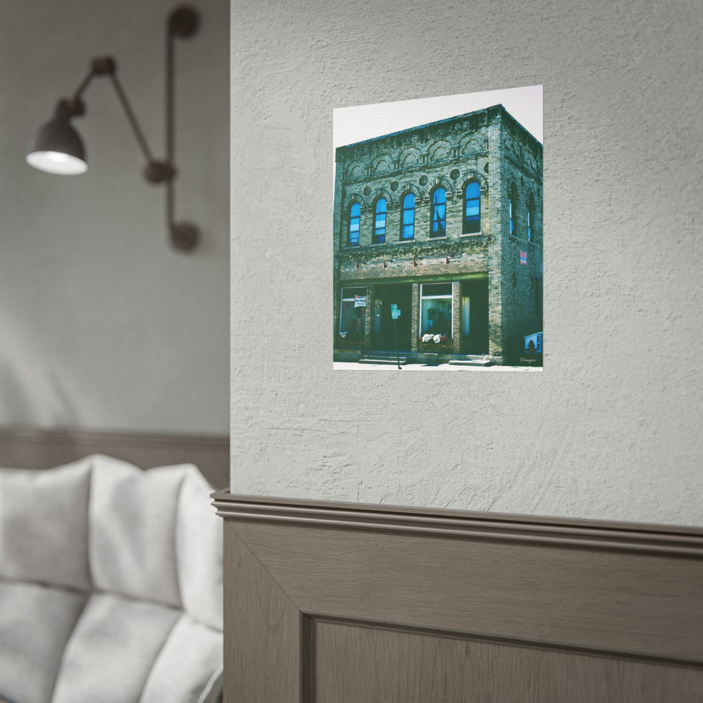 Vintage Brick Building Photo Poster — Architectural Wall Art
