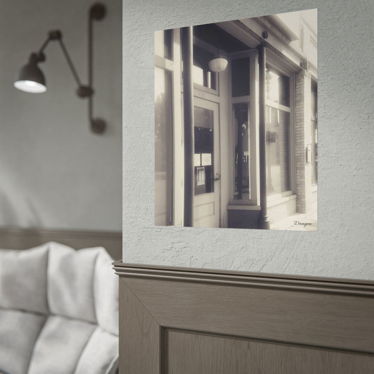 Vintage Shopfront Rolled Poster – Sepia Urban Street Photography