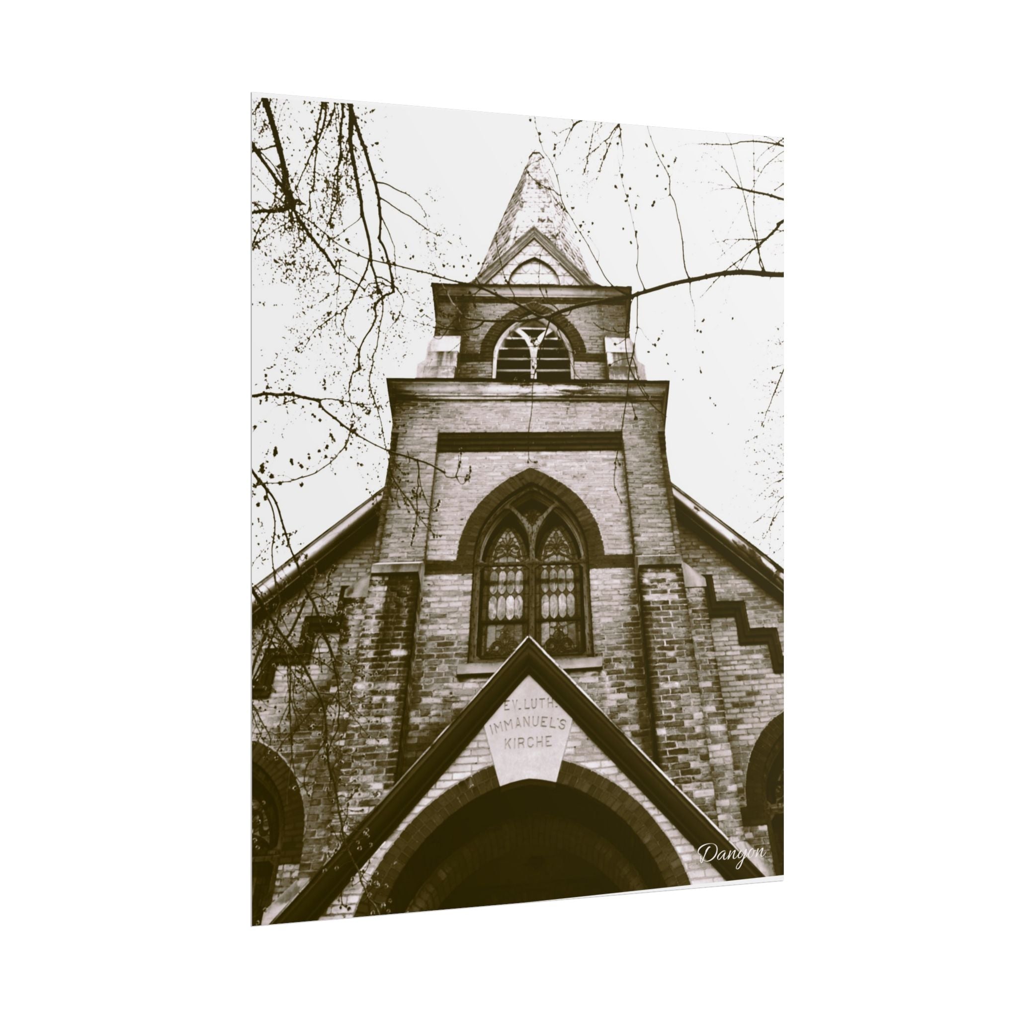 Vintage Gothic Church Rolled Poster – Sepia Architectural Wall Art