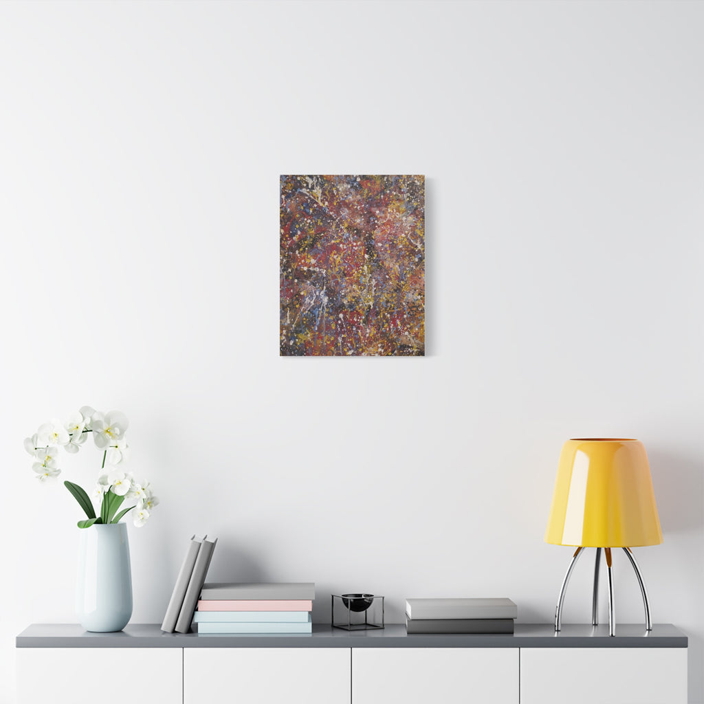 Abstract Splatter Art Canvas — Colorful Drip Painting on Stretched Matte Canvas