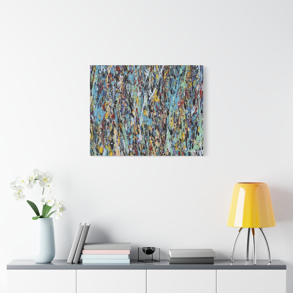 Abstract Drip Painting Canvas Print — Colorful Modern Wall Art, Matte Stretched 1.25"