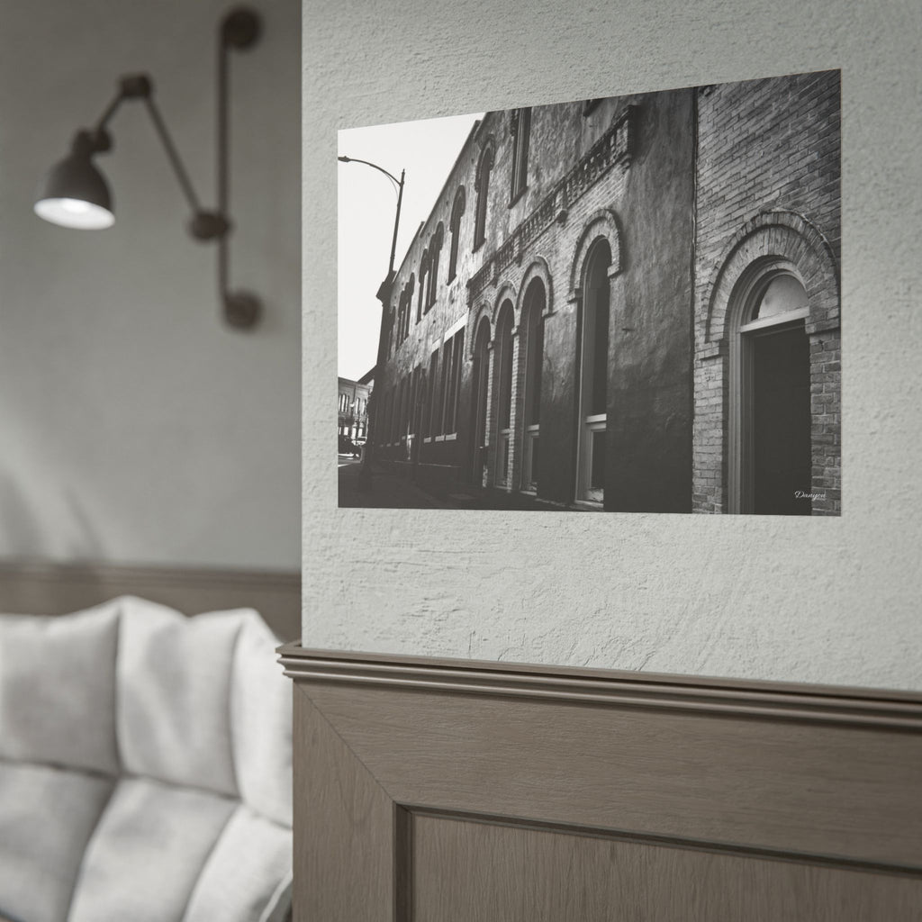 Vintage Brick Row Black & White Rolled Poster