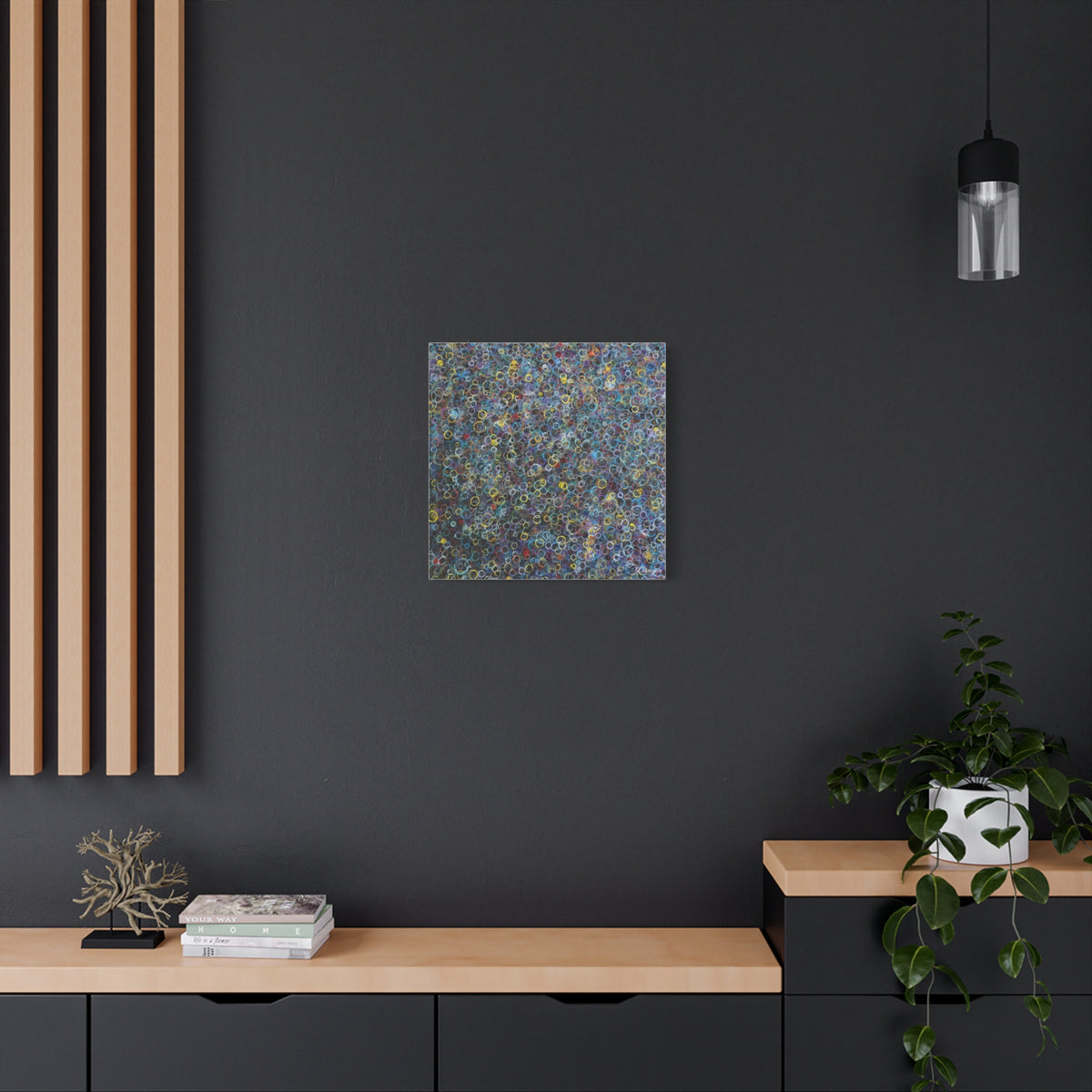 Abstract Bubble Pattern Matte Canvas Print — Colorful Ringed Texture Wall Art