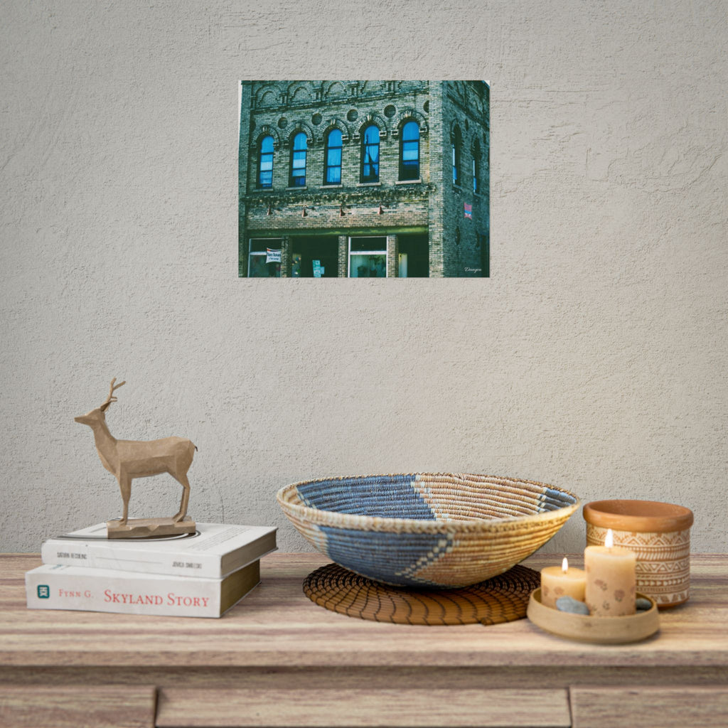 Vintage Brick Building Photo Poster — Architectural Wall Art