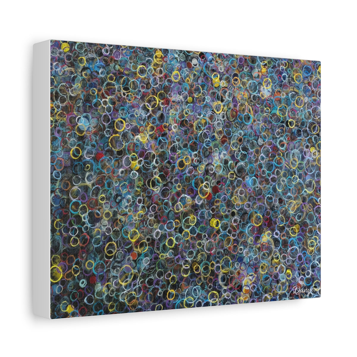 Abstract Bubble Pattern Matte Canvas Print — Colorful Ringed Texture Wall Art