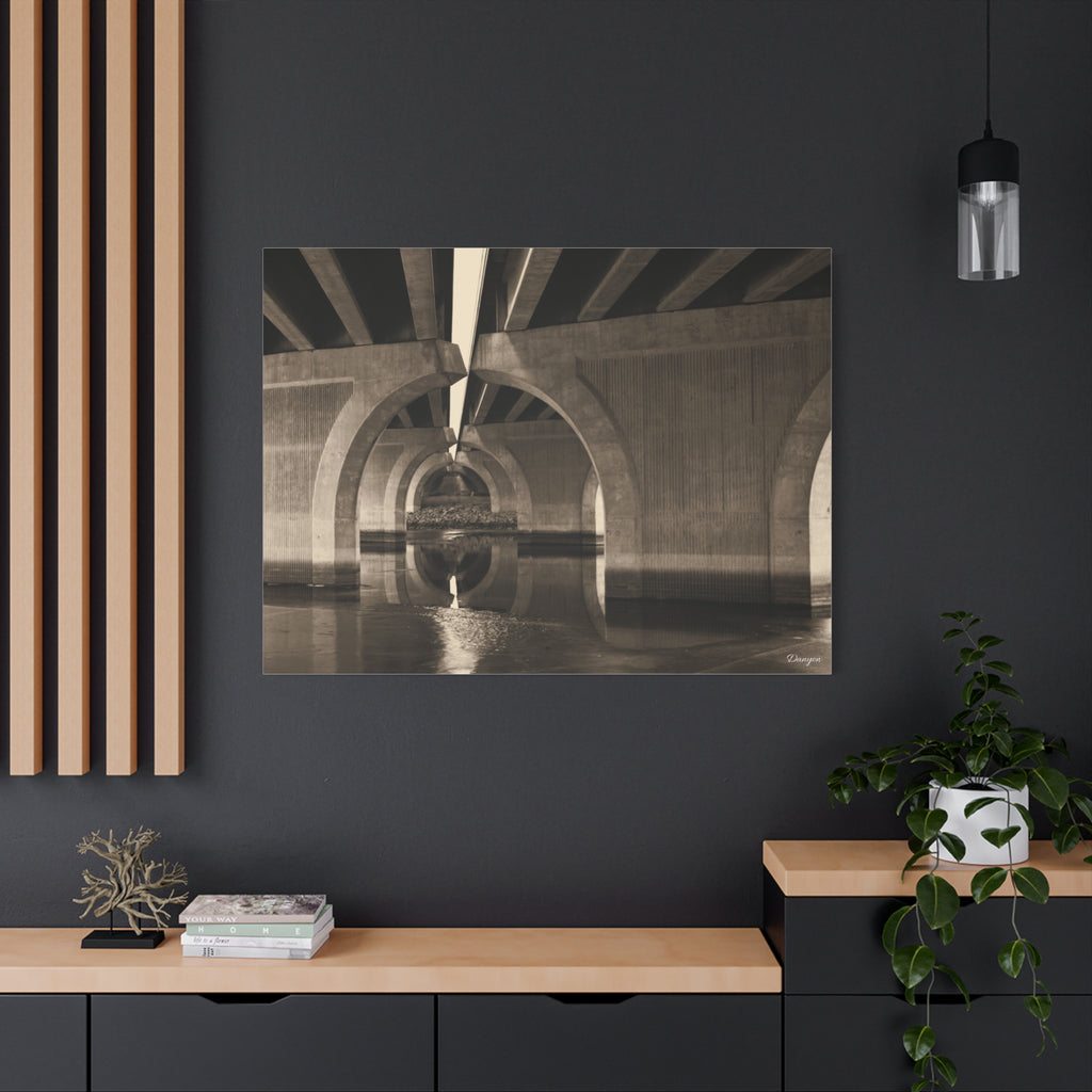 Sepia Bridge Underpass Canvas Wall Art — Stretched Matte 1.25"