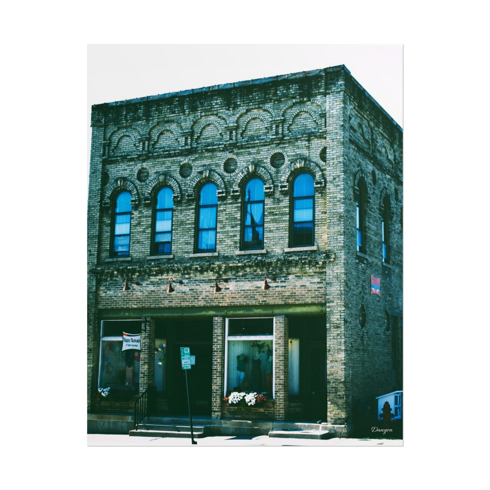 Vintage Brick Building Photo Poster — Architectural Wall Art