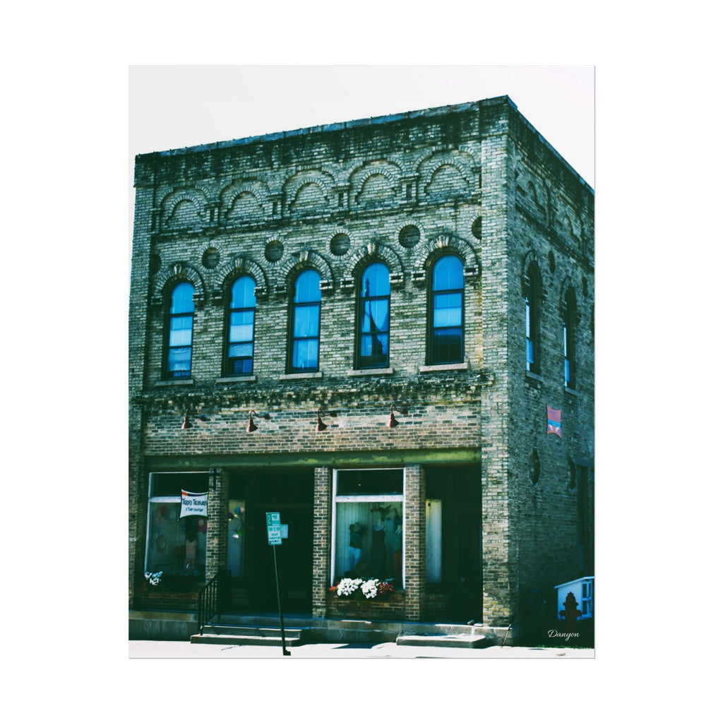 Vintage Brick Building Photo Poster — Architectural Wall Art