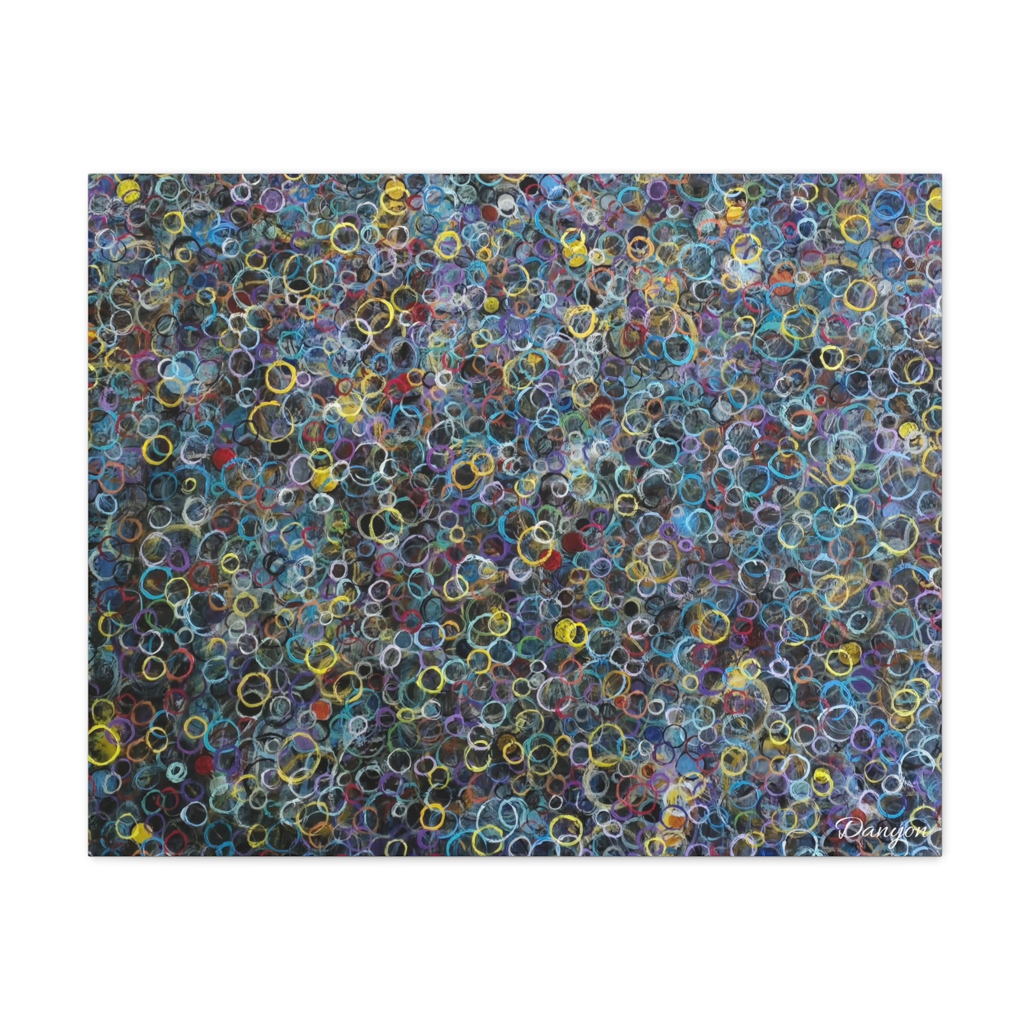 Abstract Bubble Pattern Matte Canvas Print — Colorful Ringed Texture Wall Art