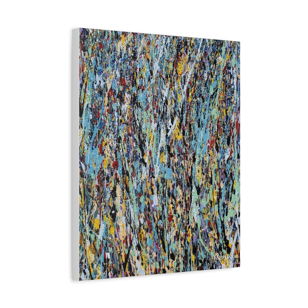 Abstract Drip Painting Canvas Print — Colorful Modern Wall Art, Matte Stretched 1.25"