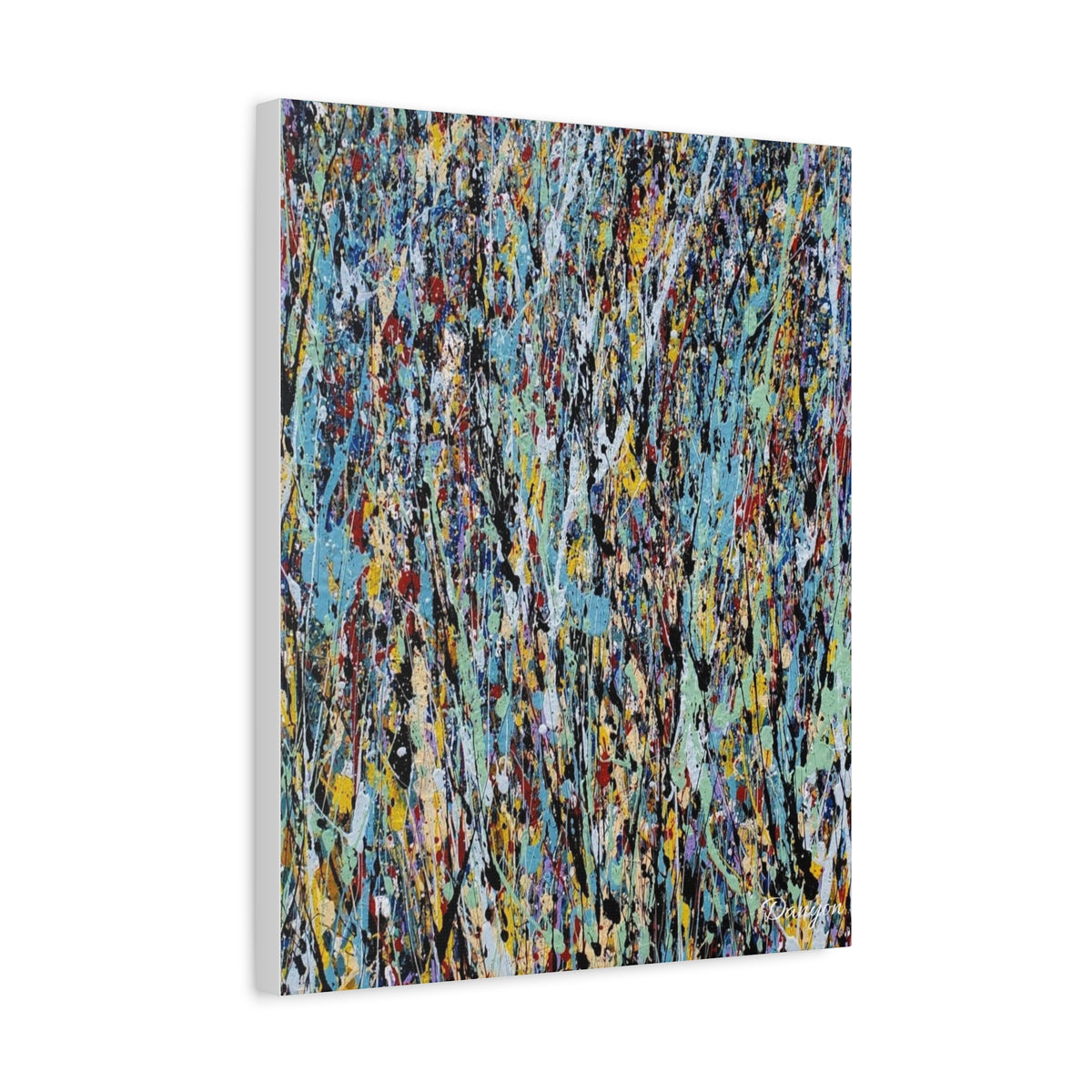 Abstract Drip Painting Canvas Print — Colorful Modern Wall Art, Matte Stretched 1.25"