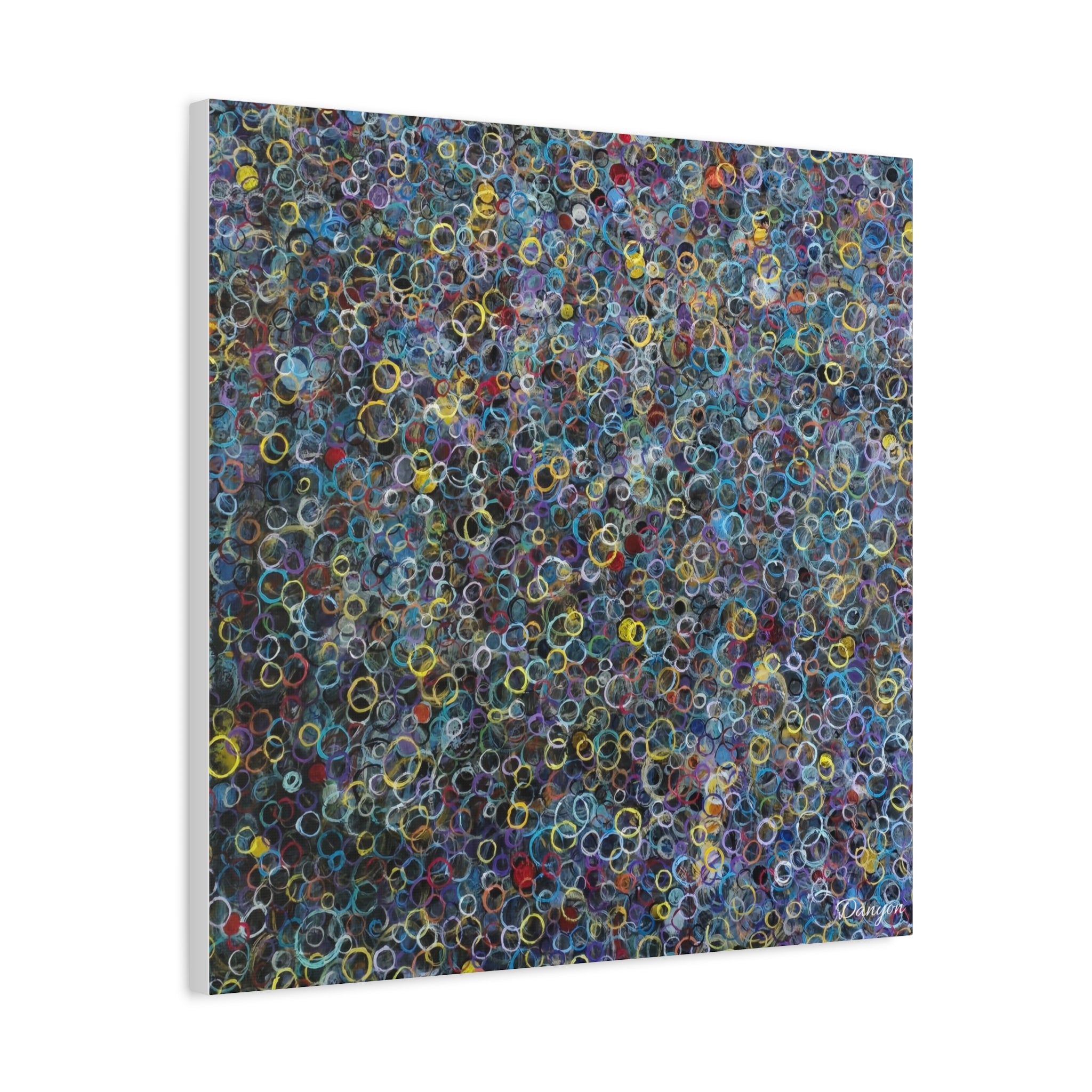 Abstract Bubble Pattern Matte Canvas Print — Colorful Ringed Texture Wall Art