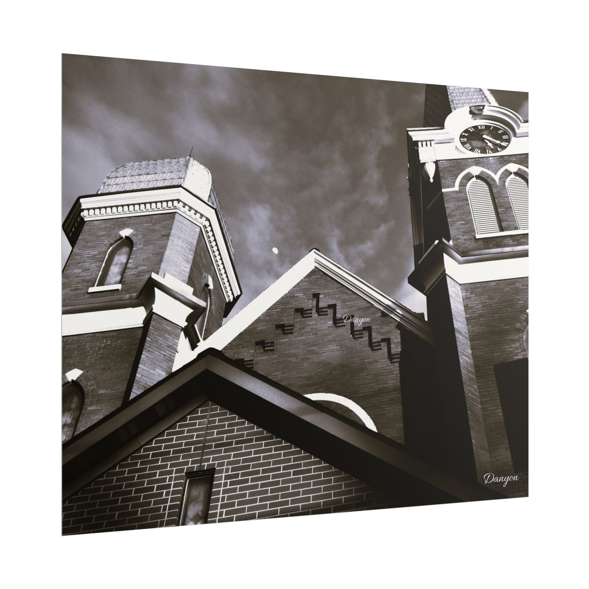 Rolled Poster — Vintage Church Architecture Black & White Print