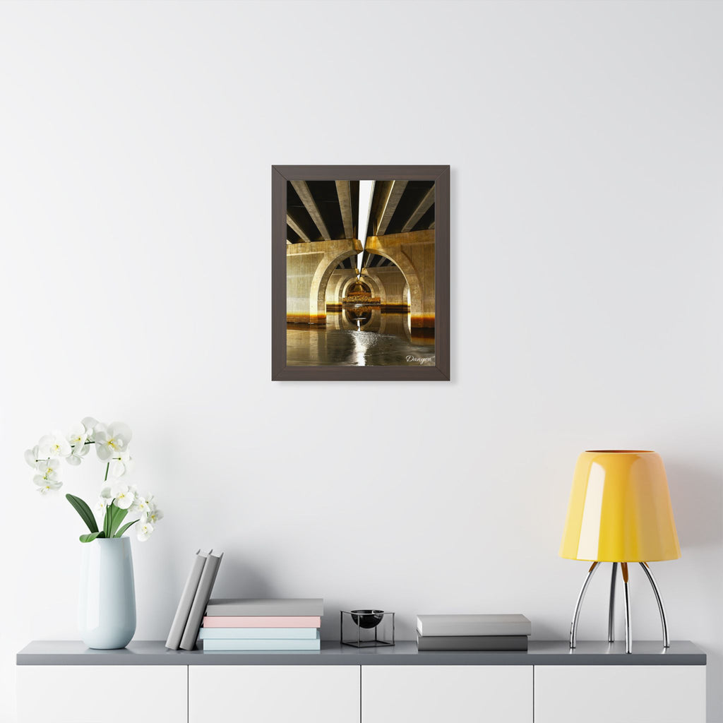 Framed Poster — Industrial Bridge Arch Photography (Vertical)
