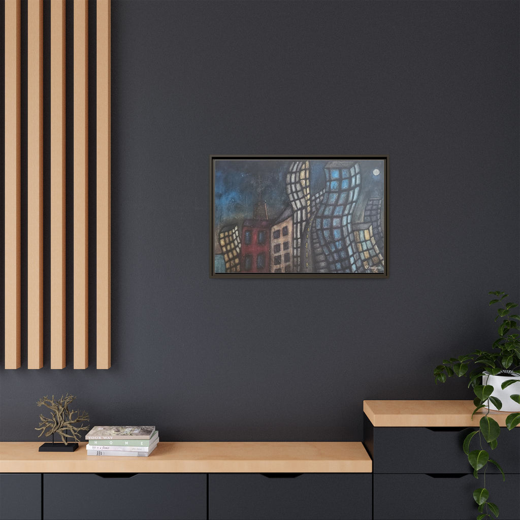 Abstract Cityscape Matte Canvas Framed Wall Art