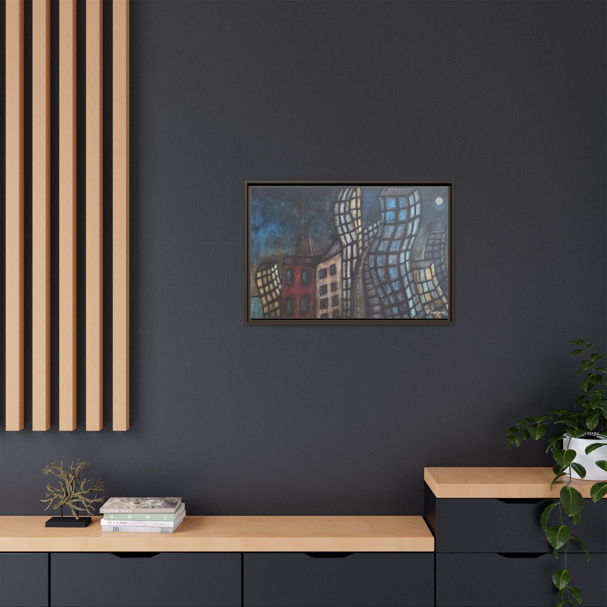 Abstract Cityscape Matte Canvas Framed Wall Art