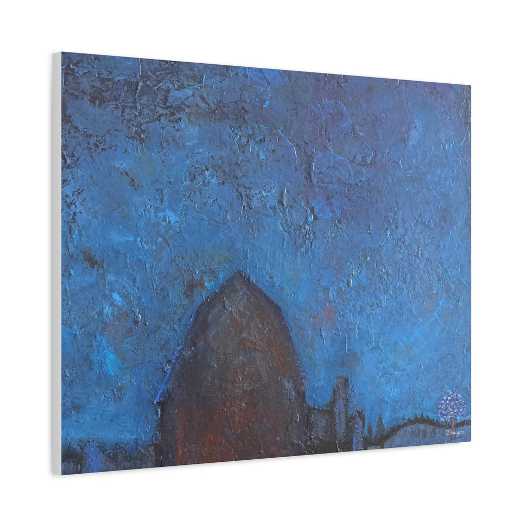 Blue Night Abstract Matte Canvas Wall Art — Stretched 1.25"
