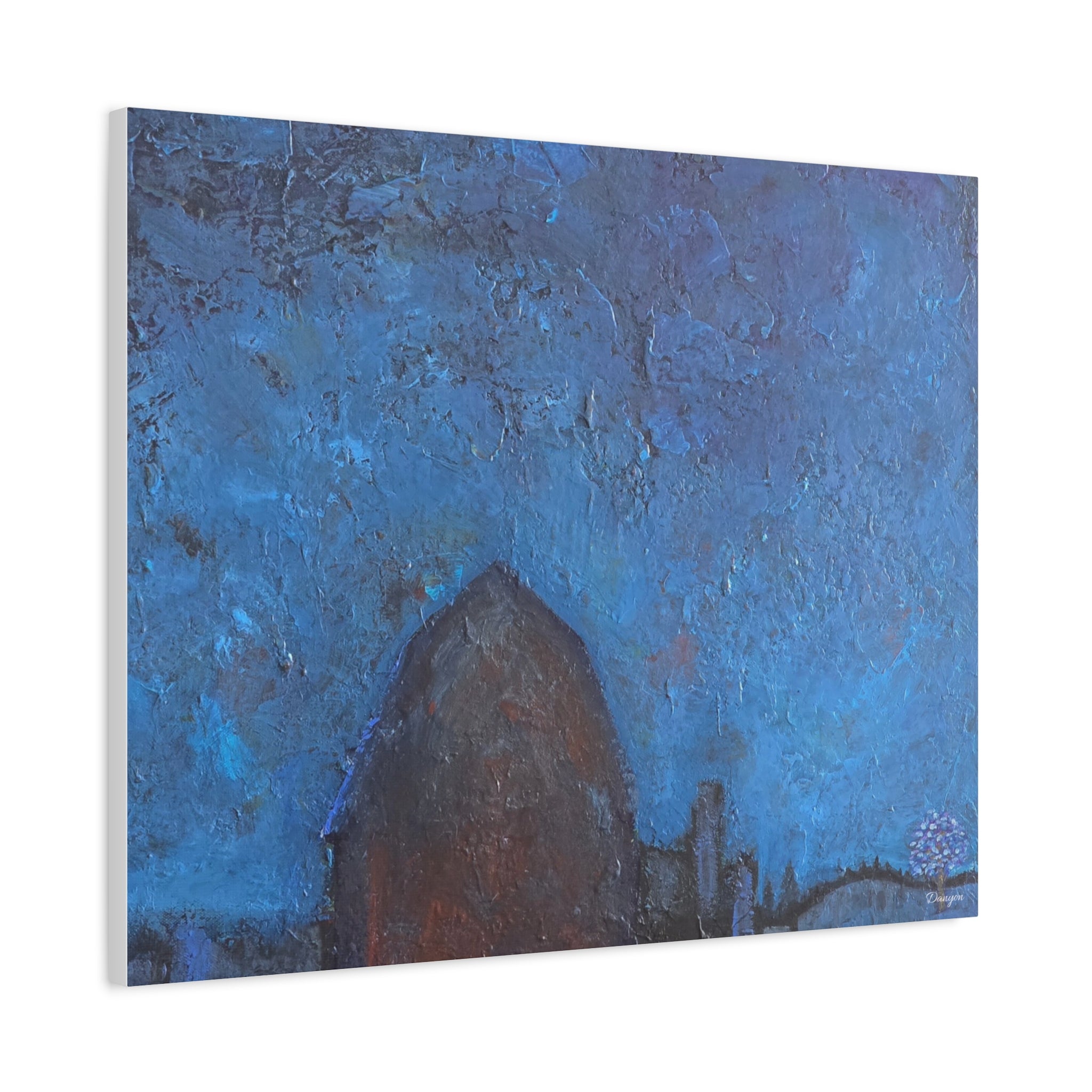 Blue Night Abstract Matte Canvas Wall Art — Stretched 1.25"