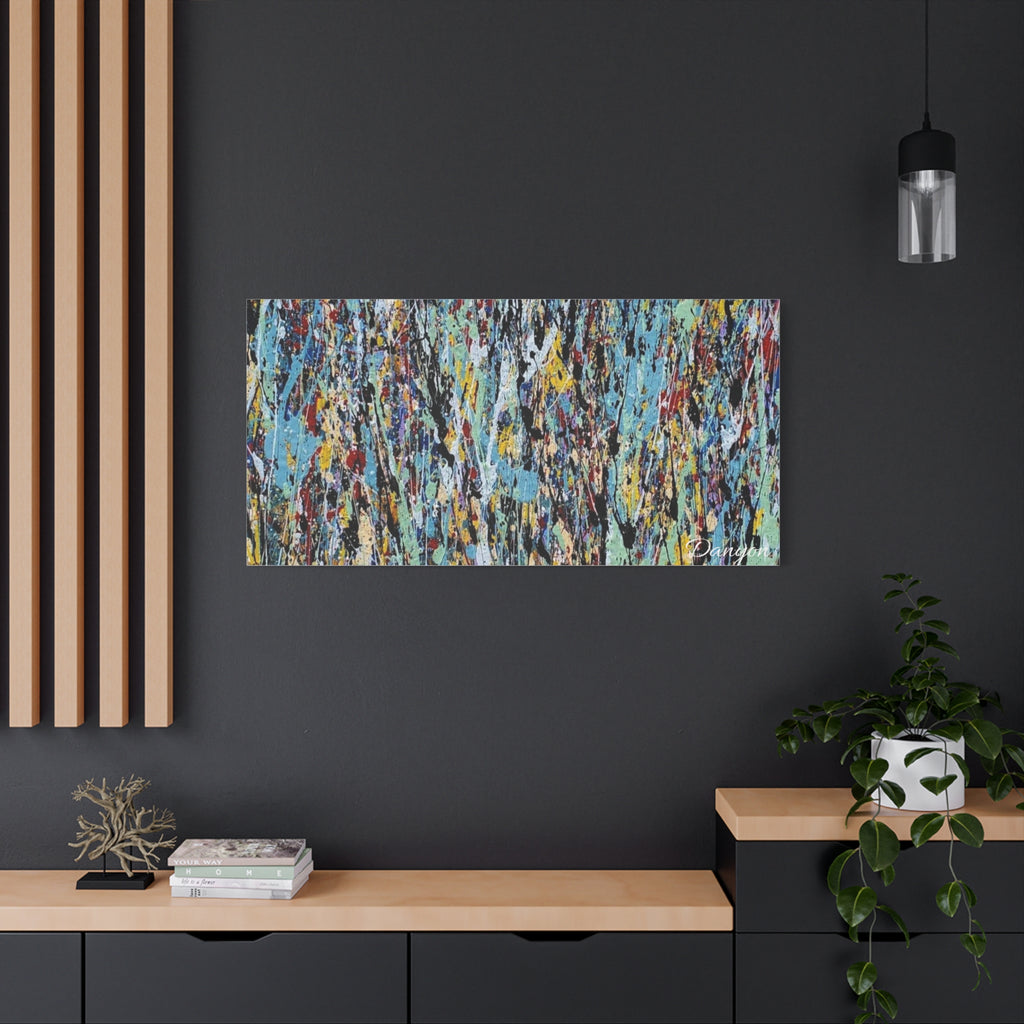 Abstract Drip Painting Canvas Print — Colorful Modern Wall Art, Matte Stretched 1.25"