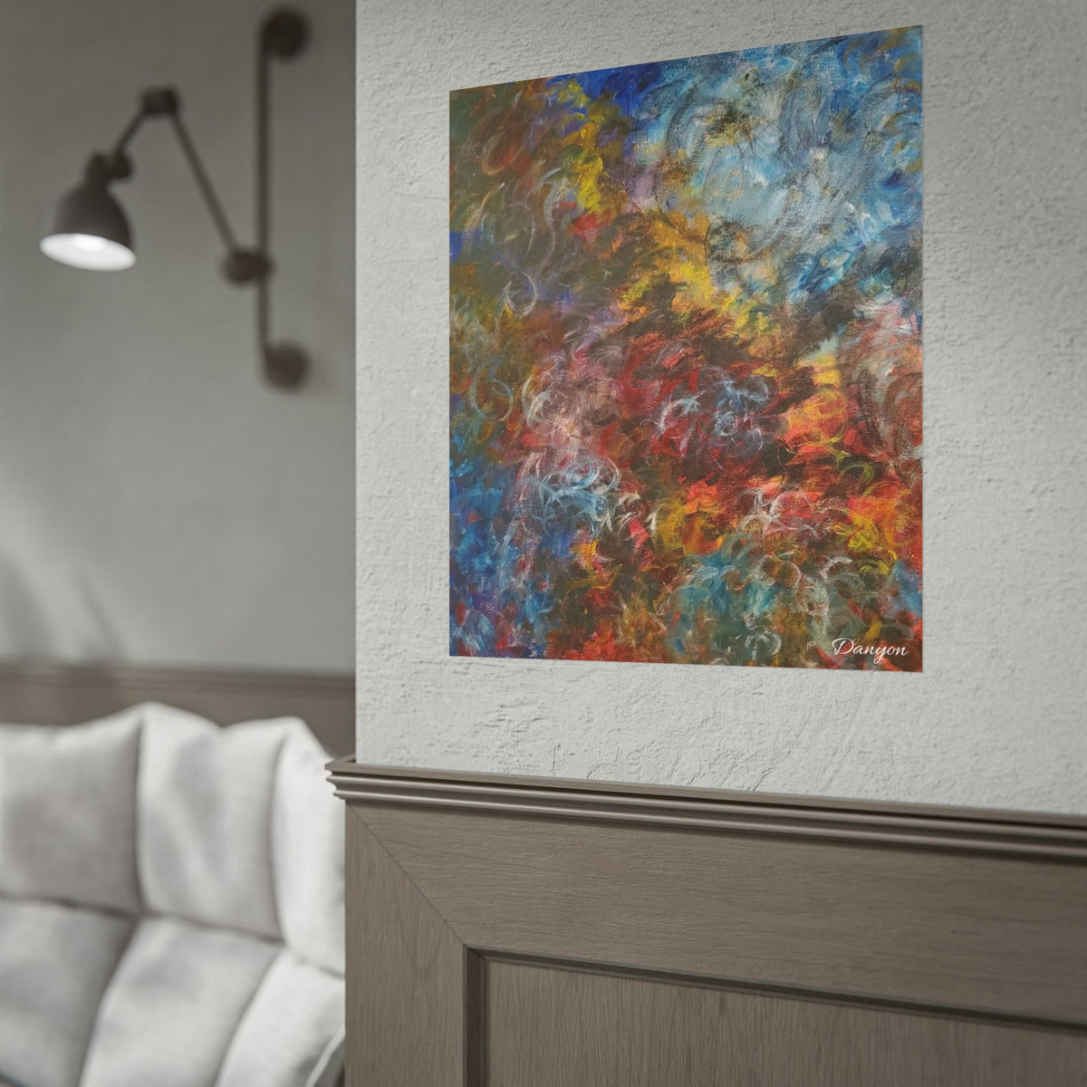 Abstract Color Storm Rolled Poster — Vibrant Swirl Art Print for Modern Home Decor