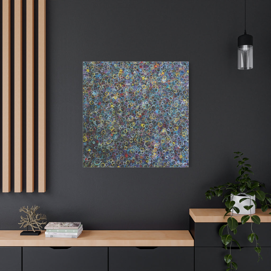 Abstract Bubble Pattern Matte Canvas Print — Colorful Ringed Texture Wall Art