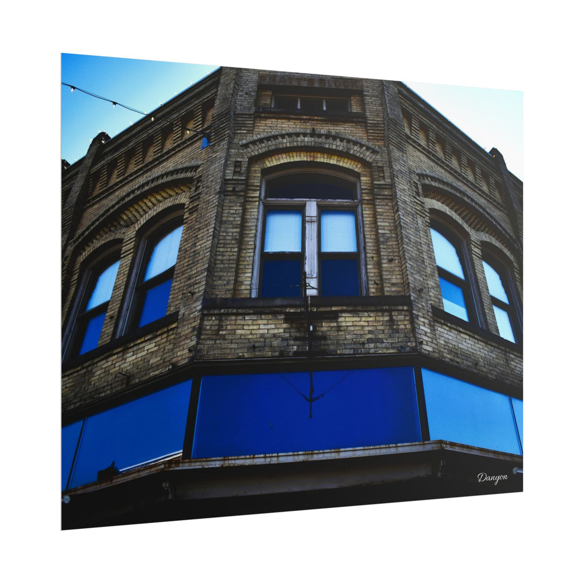 Rolled Poster — Vintage Cornerstone Building Photograph, Architectural Wall Art