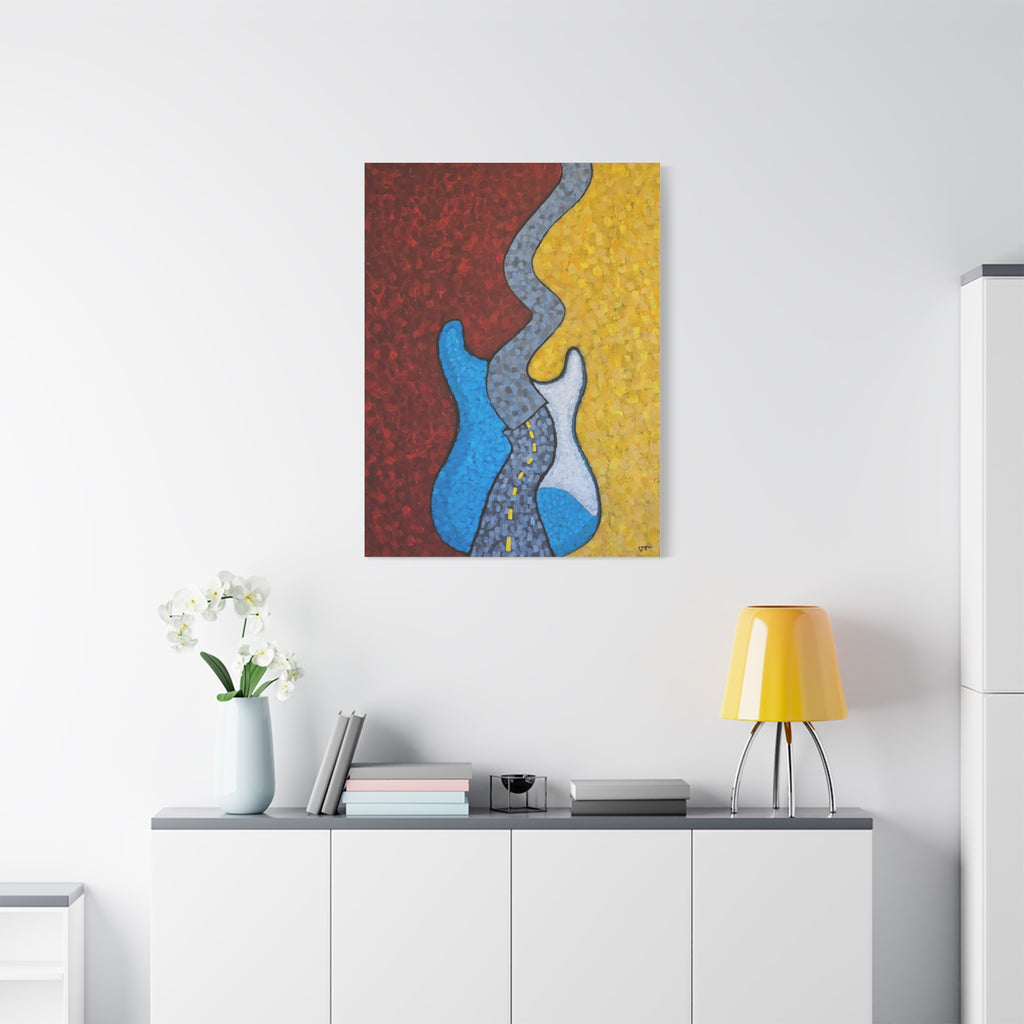 Abstract Road Trip Canvas Art — Colorful Modern Stretch Wall Decor